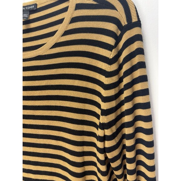 EILEEN FISHER Women’s Tencel/Silk Tan/Black Striped Pullover TopSweater Sz M - Picture 7 of 16